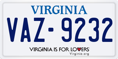 VA license plate VAZ9232