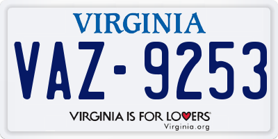 VA license plate VAZ9253