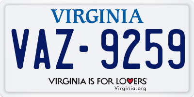 VA license plate VAZ9259