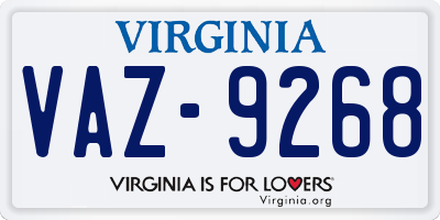 VA license plate VAZ9268