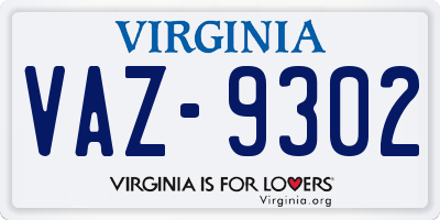 VA license plate VAZ9302