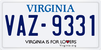 VA license plate VAZ9331