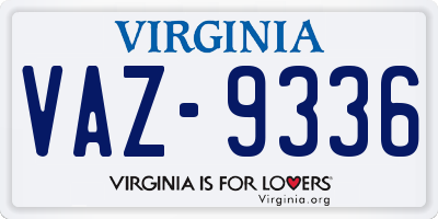 VA license plate VAZ9336