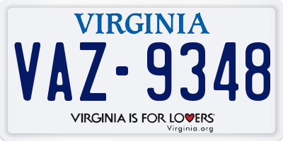 VA license plate VAZ9348