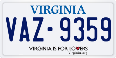 VA license plate VAZ9359