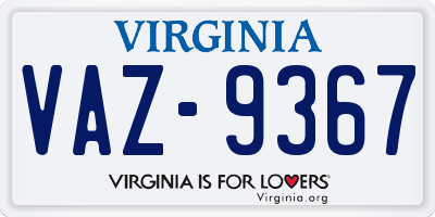 VA license plate VAZ9367