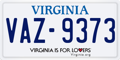 VA license plate VAZ9373