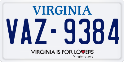 VA license plate VAZ9384