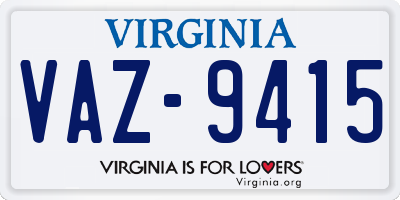 VA license plate VAZ9415