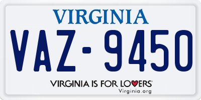VA license plate VAZ9450