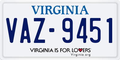 VA license plate VAZ9451
