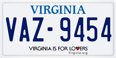 VA license plate VAZ9454