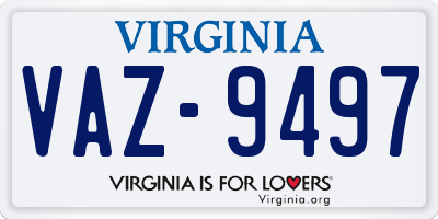 VA license plate VAZ9497