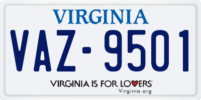 VA license plate VAZ9501