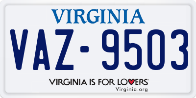VA license plate VAZ9503