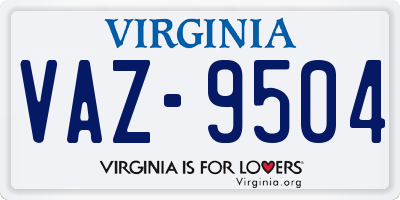 VA license plate VAZ9504