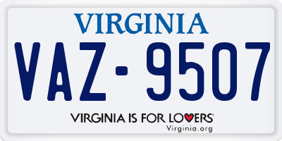 VA license plate VAZ9507