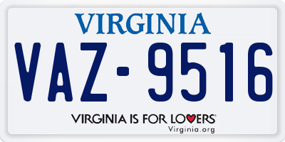 VA license plate VAZ9516