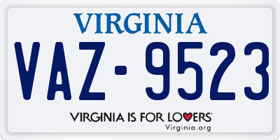VA license plate VAZ9523