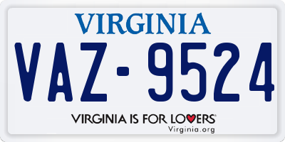 VA license plate VAZ9524