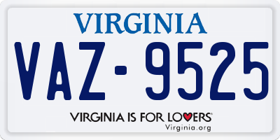 VA license plate VAZ9525