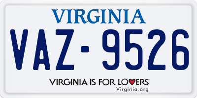 VA license plate VAZ9526