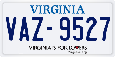 VA license plate VAZ9527