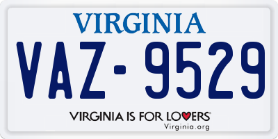 VA license plate VAZ9529