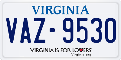 VA license plate VAZ9530