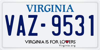 VA license plate VAZ9531