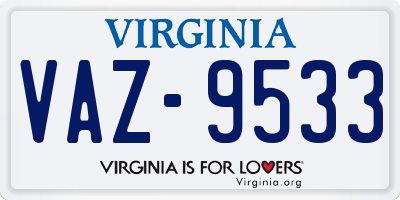 VA license plate VAZ9533