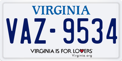 VA license plate VAZ9534
