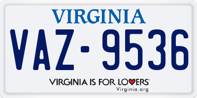 VA license plate VAZ9536