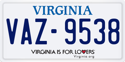 VA license plate VAZ9538
