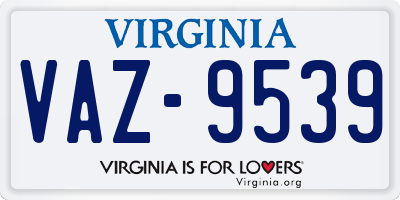 VA license plate VAZ9539