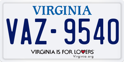VA license plate VAZ9540