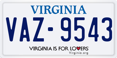 VA license plate VAZ9543
