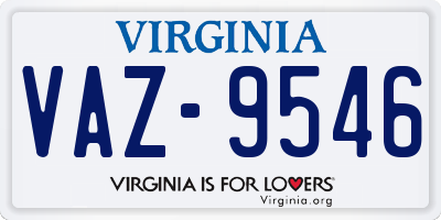 VA license plate VAZ9546