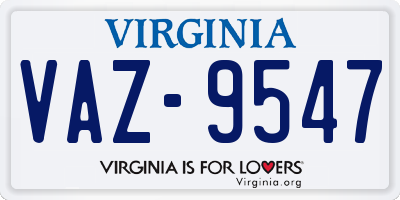 VA license plate VAZ9547