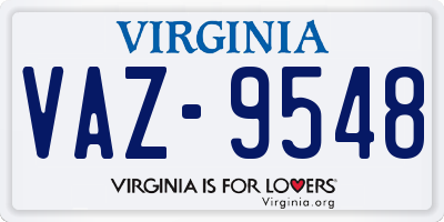 VA license plate VAZ9548