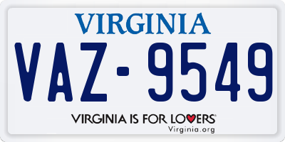 VA license plate VAZ9549