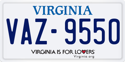 VA license plate VAZ9550