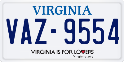 VA license plate VAZ9554