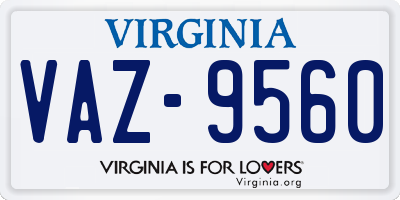 VA license plate VAZ9560