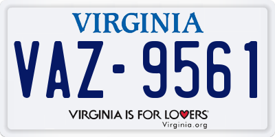 VA license plate VAZ9561