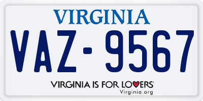VA license plate VAZ9567