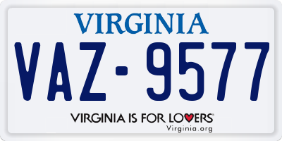 VA license plate VAZ9577