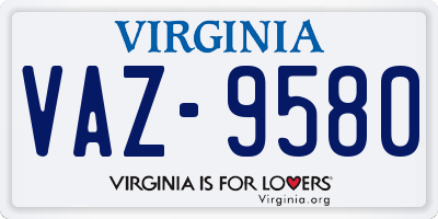 VA license plate VAZ9580
