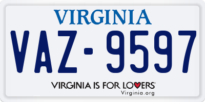 VA license plate VAZ9597