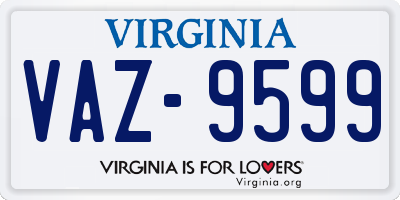 VA license plate VAZ9599